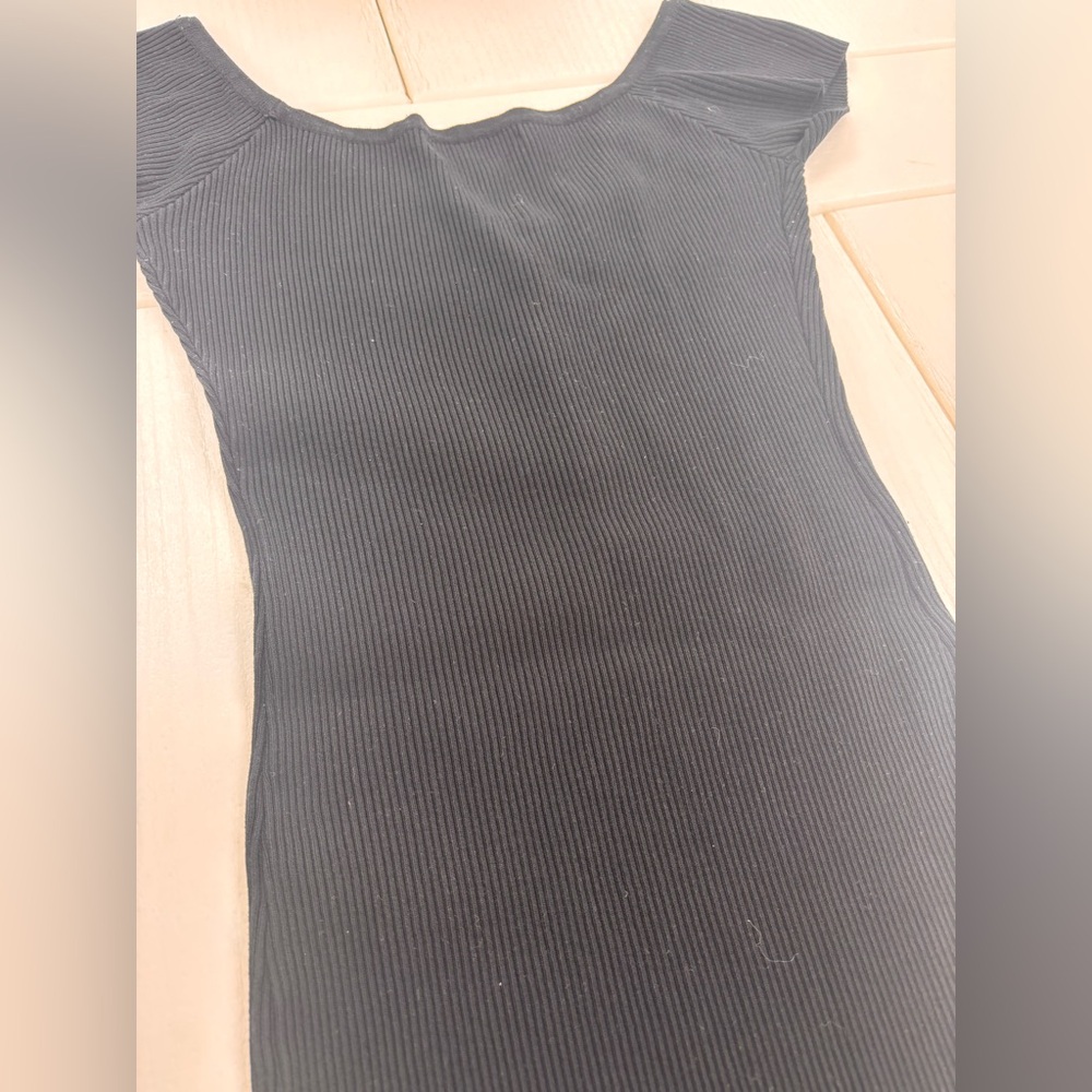Black Ribbed Bodycon Dress - Picture 6 of 7